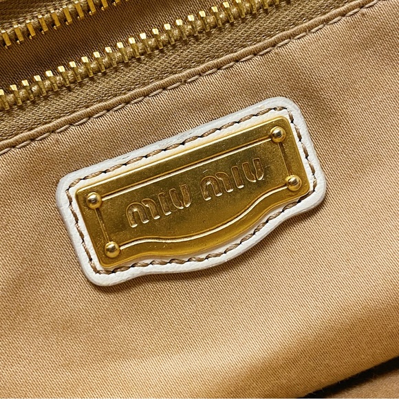 Miu Miu Matelassé Ivory Cream Gold Nappa Leather Large Pouch Clutch Bag Italy - Picture 12 of 13